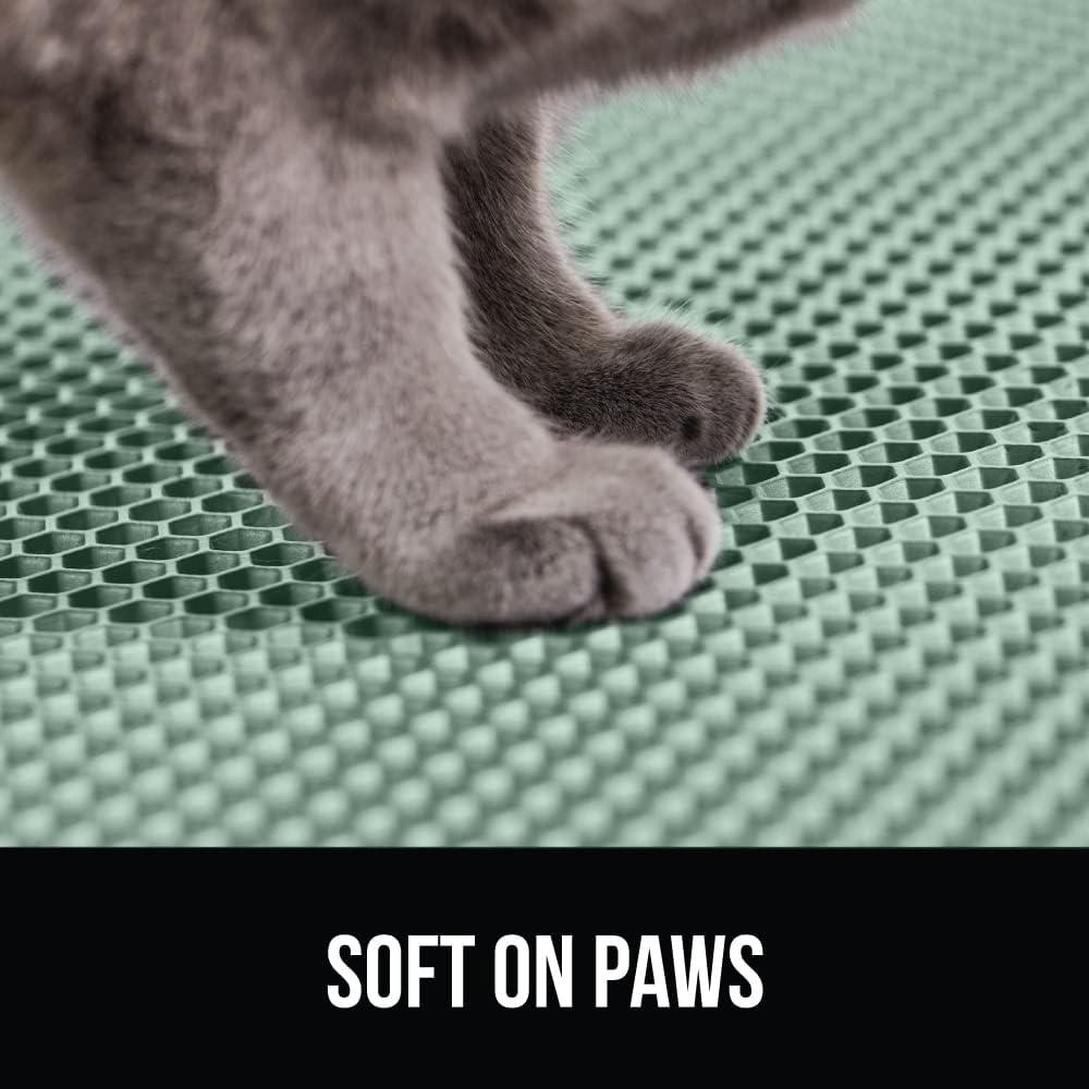 GORILLA GRIP Waterproof Cat Litter Mat, Easy to Clean Honeycomb Waste Trapping Mats, 24x15 Sage
