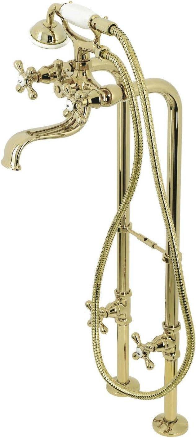 Kingston Brass Kingston Three-Handle 2-Hole Freestanding Clawfoot Tub Faucet Package with Supply Line and Stop Valve