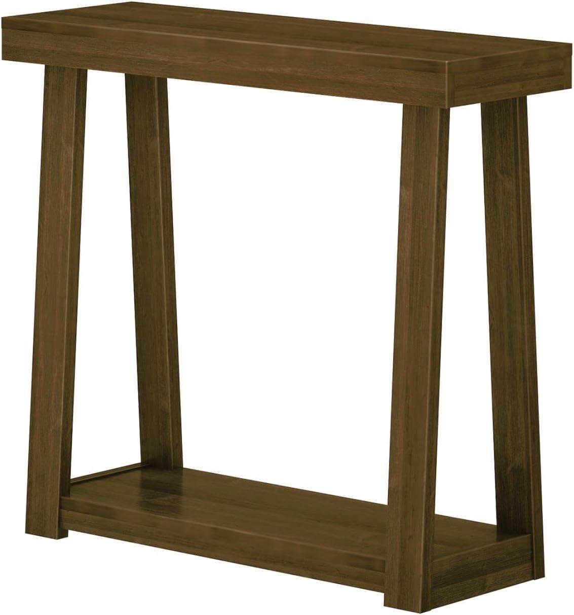 Plank+Beam 36” Solid Wood Console Table with Storage, Classic Farmhouse Style Sofa Table with Shelf, Narrow Entryway Table for Hallway, Walnut