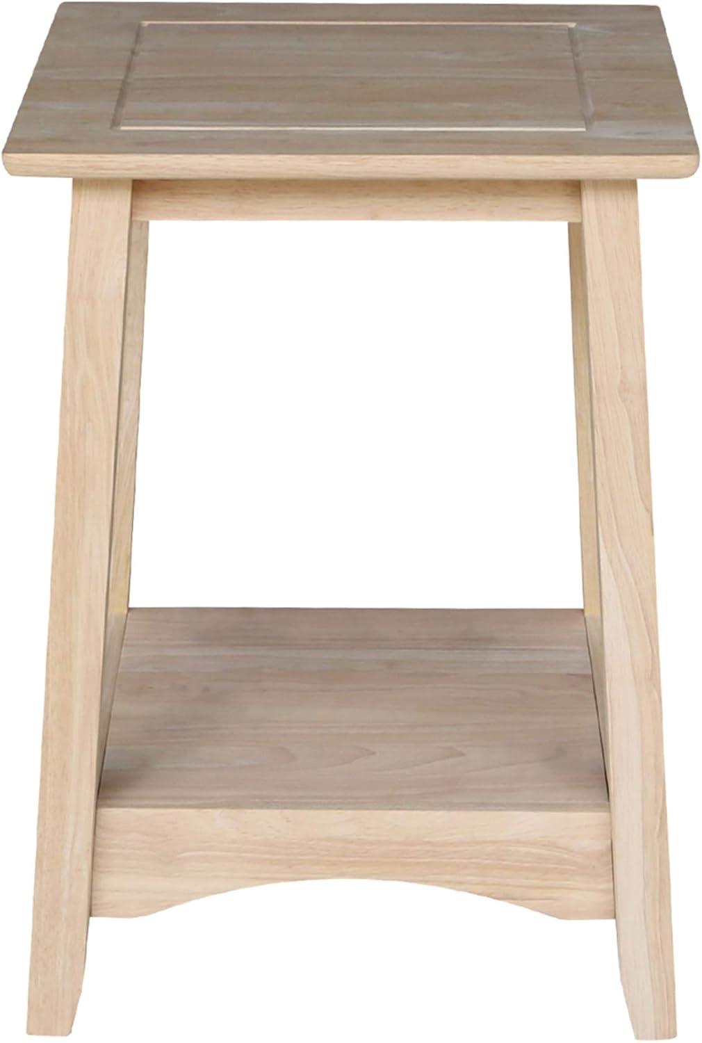 Bombay Tall End Table Unfinished - International Concepts: Hardwood, Square, Fixed Shelf