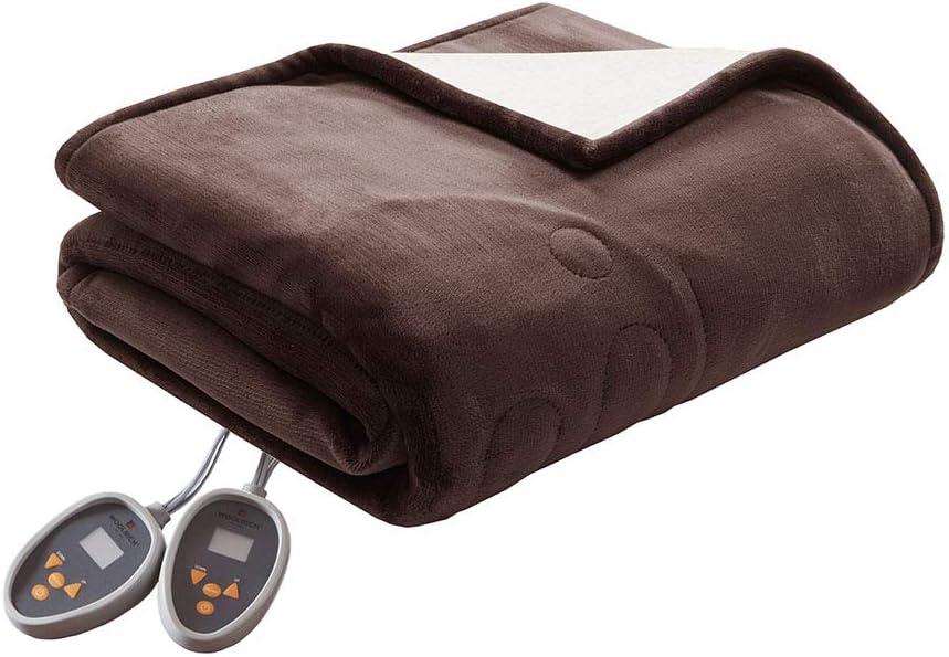 Woolrich Heated Plush to Berber Blanket, Twin, Chocolate