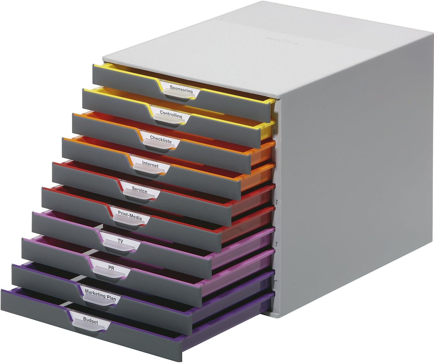 Durable VARICOLOR 10-Compartment Stackable Plastic Drawer Box Gray (761027)