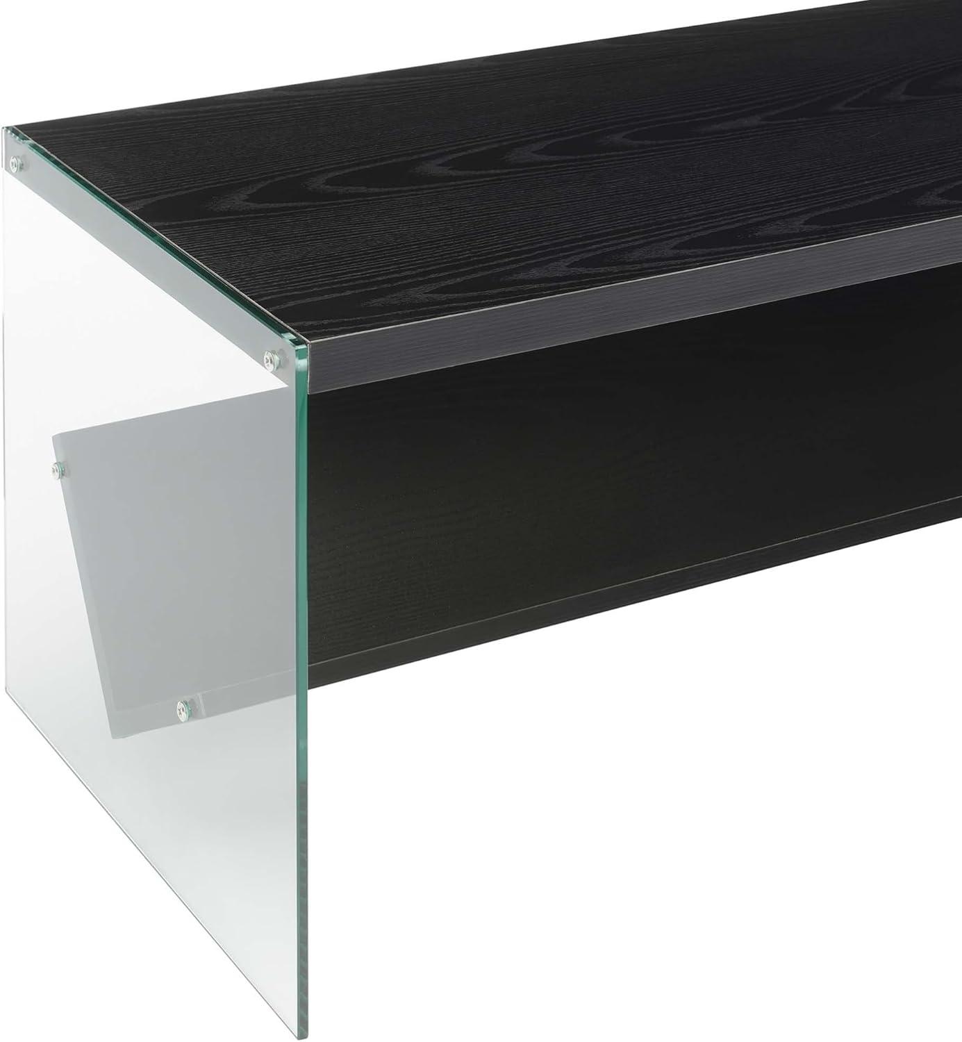 Modern Rectangular Wood and Glass Coffee Table with Shelf