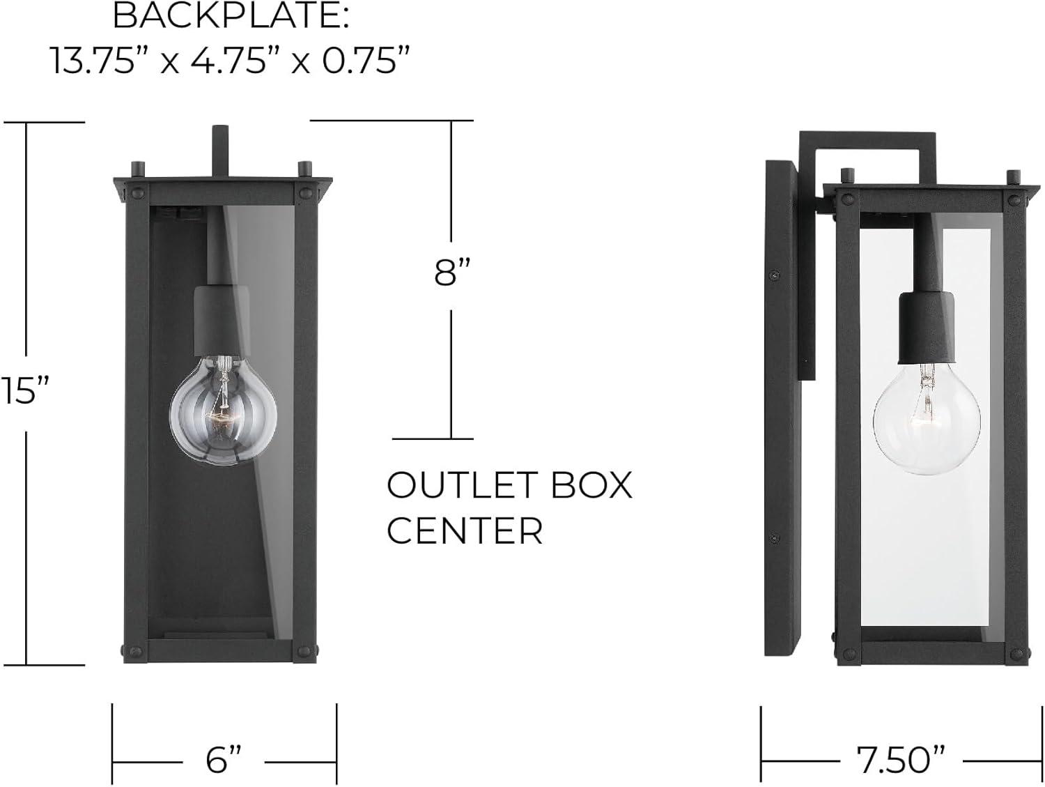 Modern Black Aluminum 1-Light Wall Mount with Clear Glass