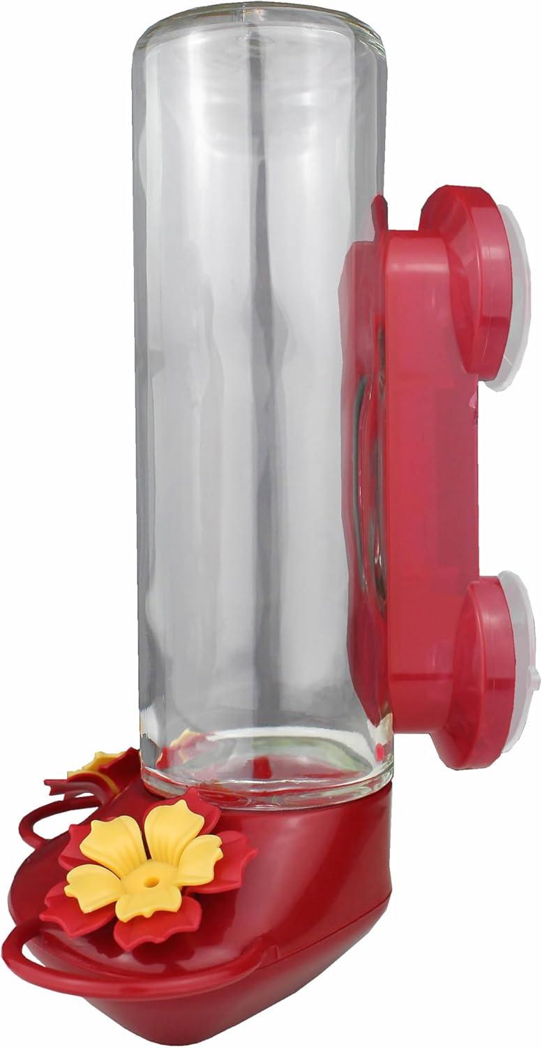 Perky-Pet 455-2 Mounted 445-2 Glass Window Hummingbird Feeder, Red – 14 oz