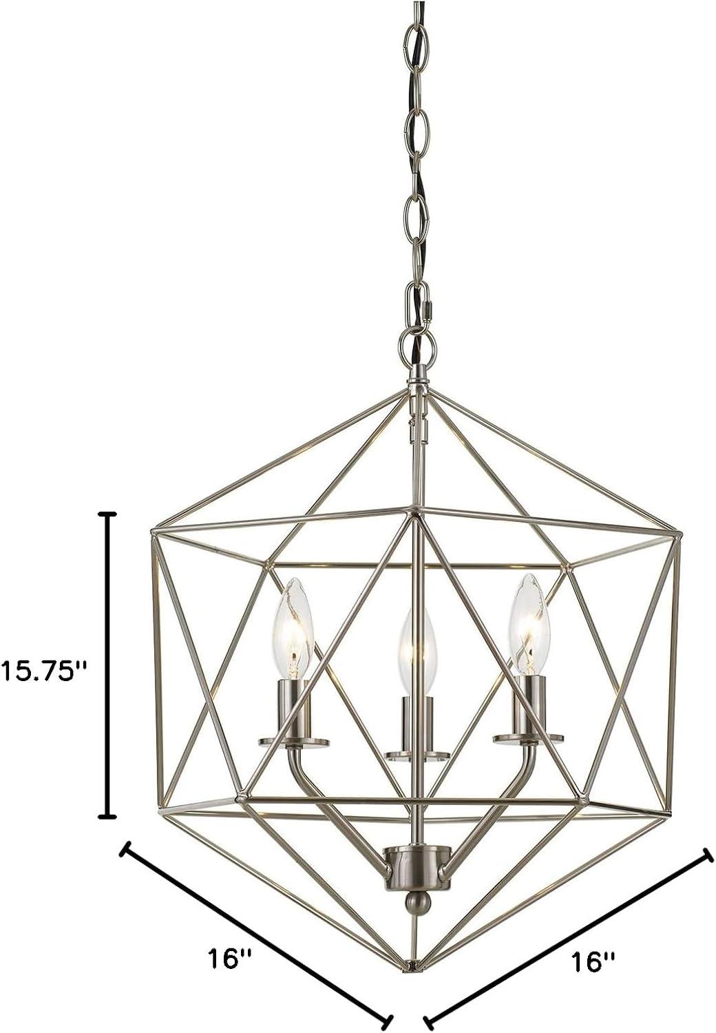 AFLighting Bellini 3 Light Modern Metal Wire Shade Brushed Nickel Hardwires Chandelier