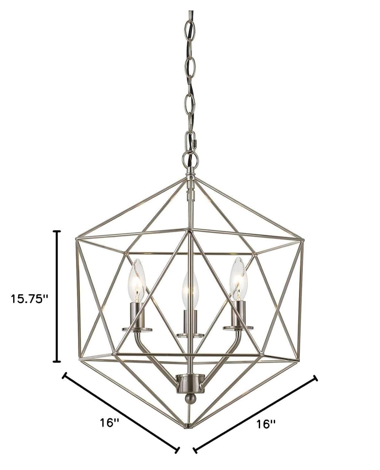 AFLighting Bellini 3 Light Modern Metal Wire Shade Brushed Nickel Hardwires Chandelier