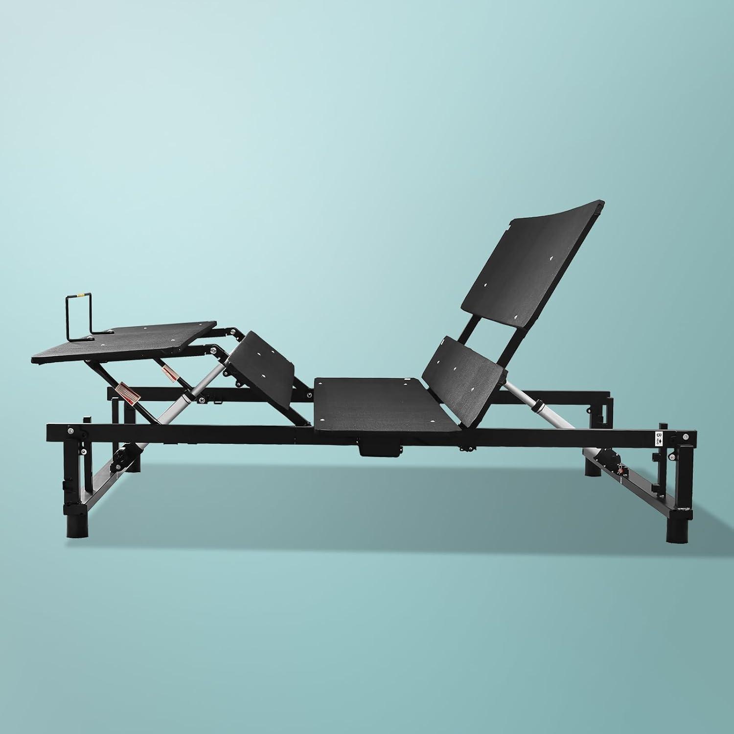 Donext Adjustable Bed Base, King Bed Frame, Independent Head and Foot Incline, Quiet Motor, Wireless Remote Control, Electric Bed Base, Black