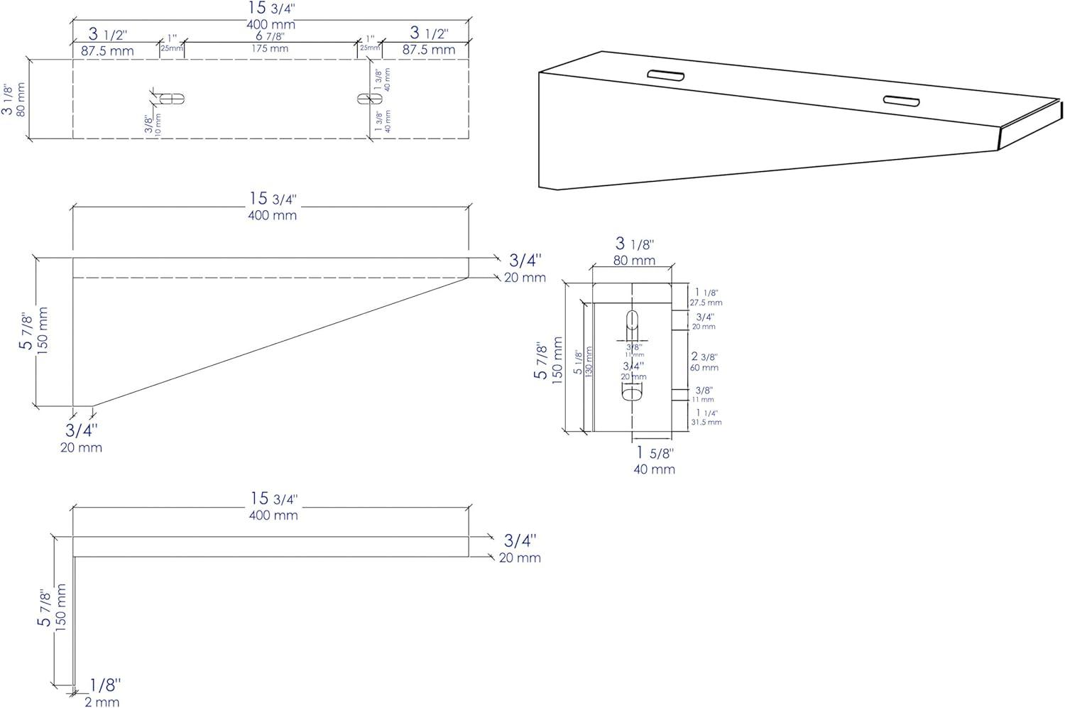 Black Matte Wall Mount Brackets for Concrete Sinks