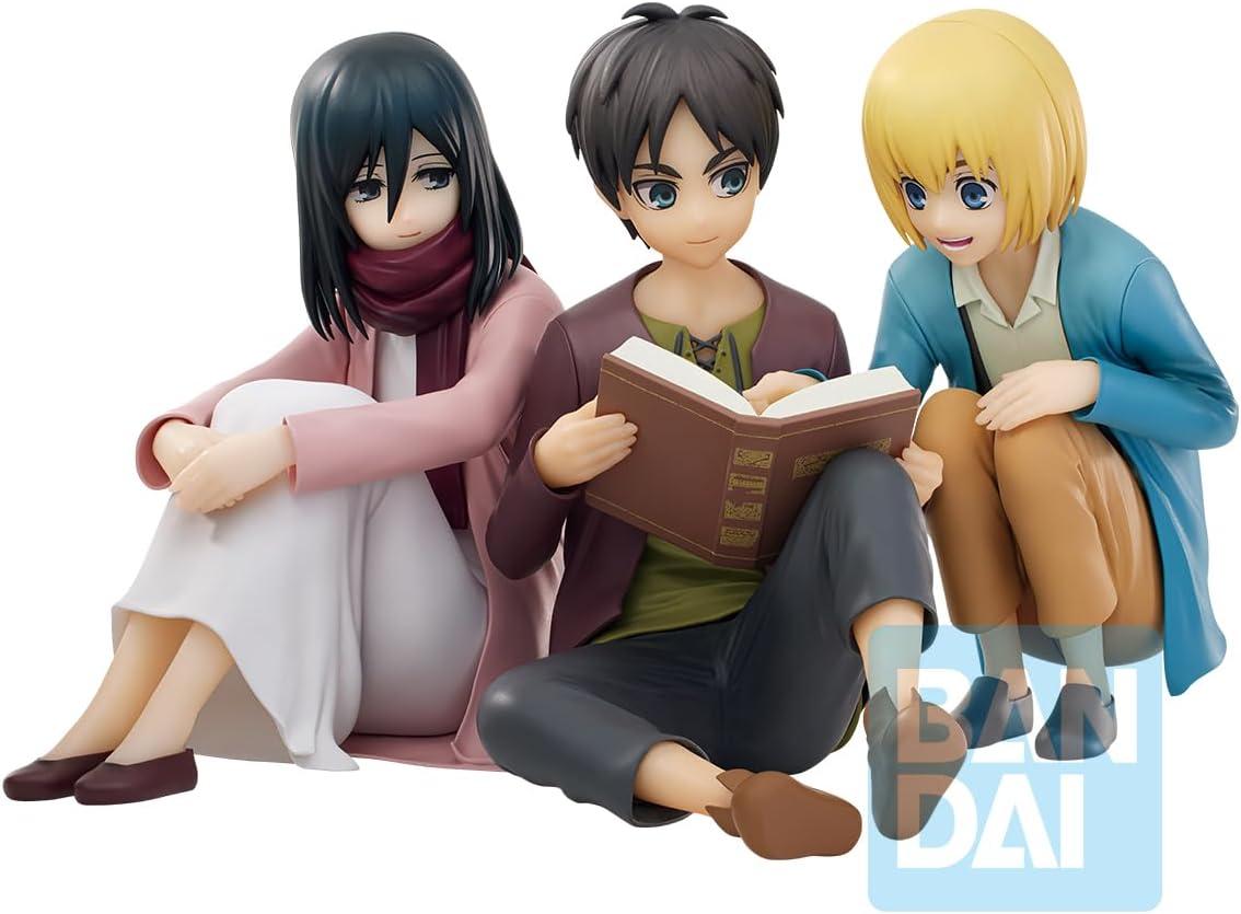 Attack On Titan Ichibansho Eren Jaeger & Mikasa Ackermann & Armin Arlert Collectible Figure (Rumbling)