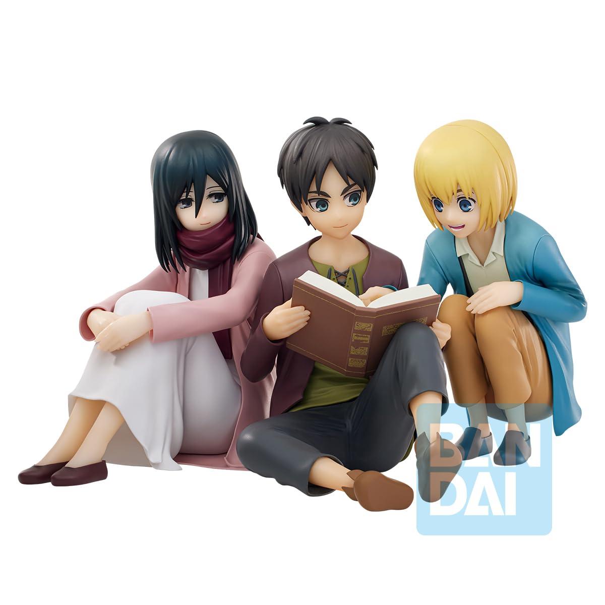 Attack On Titan Ichibansho Eren Jaeger & Mikasa Ackermann & Armin Arlert Collectible Figure (Rumbling)