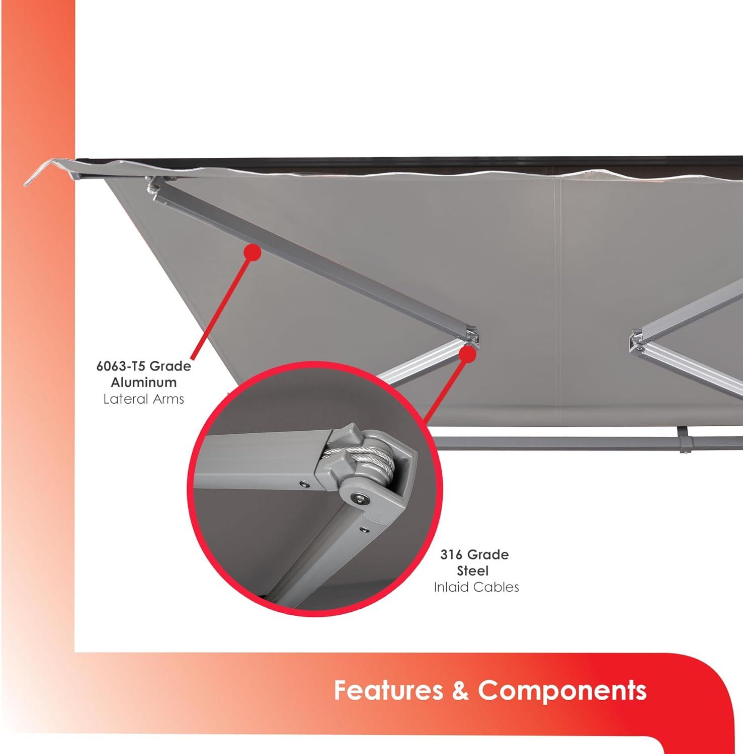 Advaning 10.5'' D Metal Cover Retractable Patio Awning