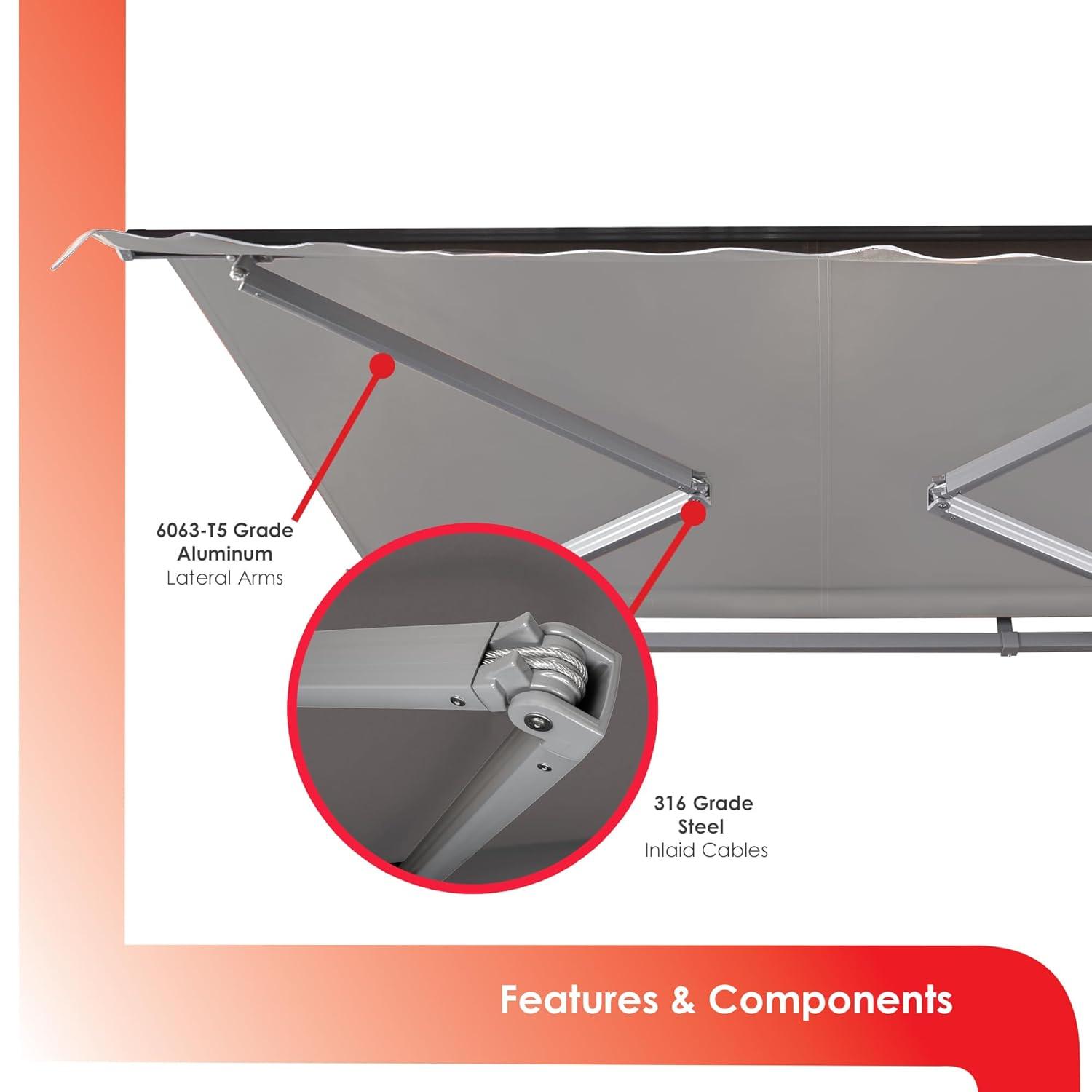 Advaning Advaning 10.5'' D Metal Cover Retractable Patio Awning