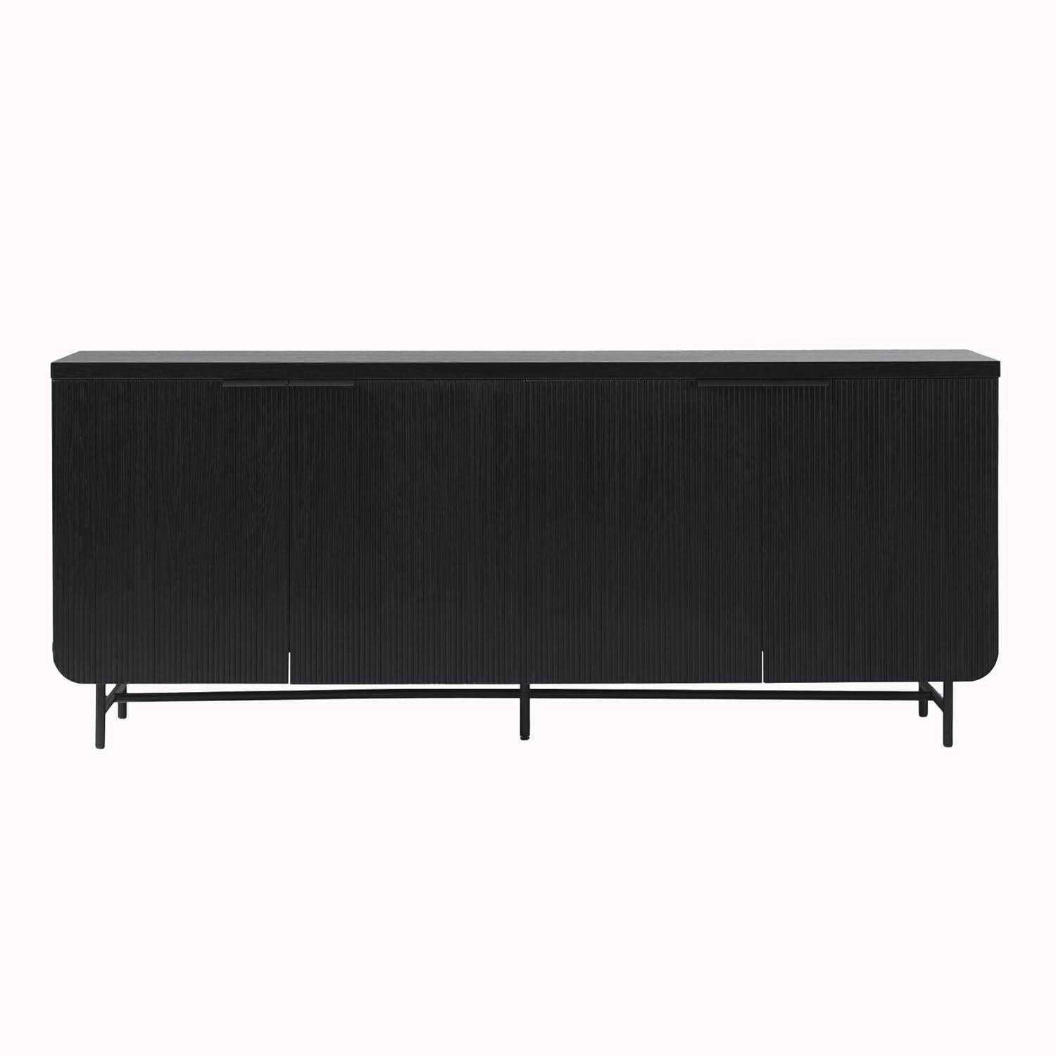 Walker Edison 69" Scandinavian 4-Door Reeded-Front Sideboard, Black