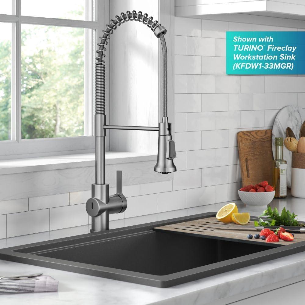 KRAUS Britt Touchless Sensor Commercial Single Handle Pull Down Kitchen Faucet