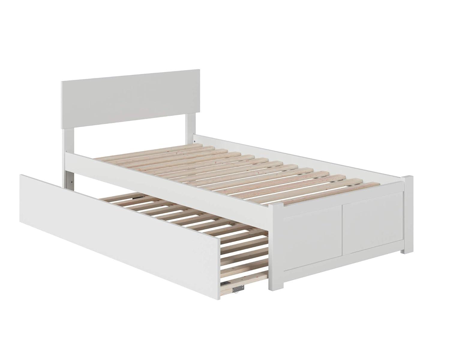 Orlando Twin Extra Long Bed with Footboard and Twin Extra Long Trundle in White