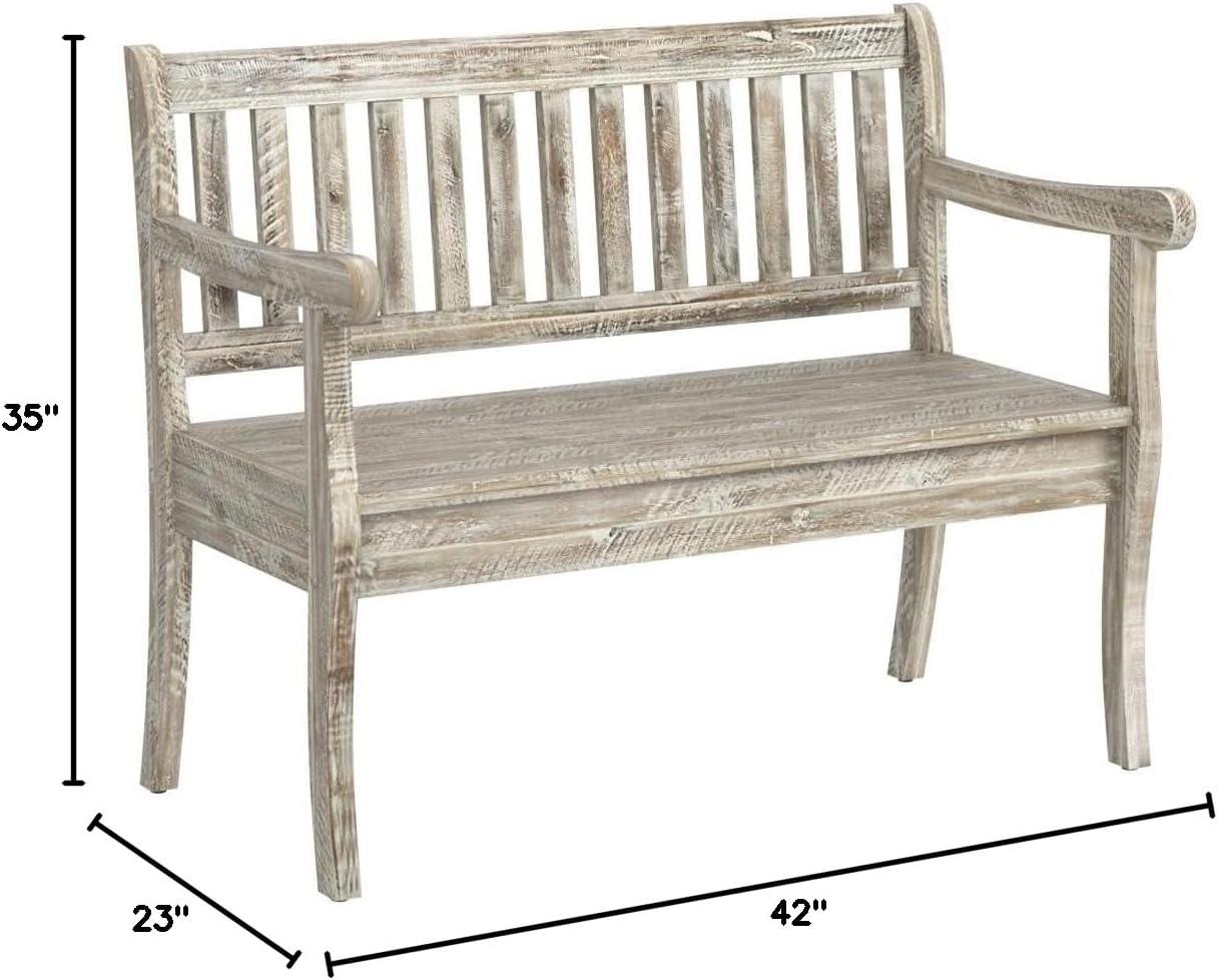 Jofran Artisan's Craft 42" Rustic Farmhouse Distressed Solid Wood Storage Bench