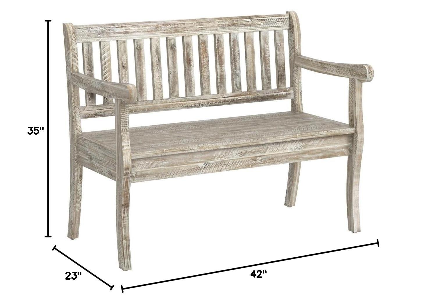 Jofran Artisan's Craft 42" Rustic Farmhouse Distressed Solid Wood Storage Bench