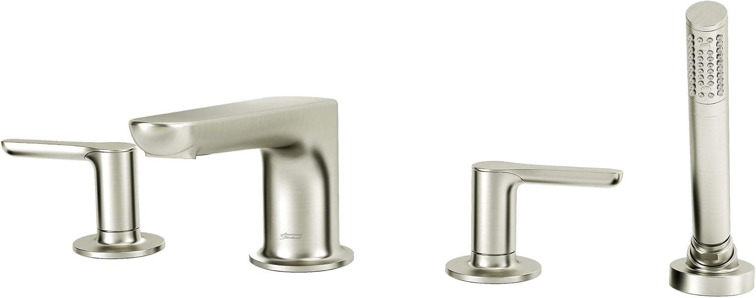 American Standard Studio S 2-Handle Deck-Mount Roman Tub Faucet for Flash Rough-in Valve with Hand Shower in Brushed Nickel
