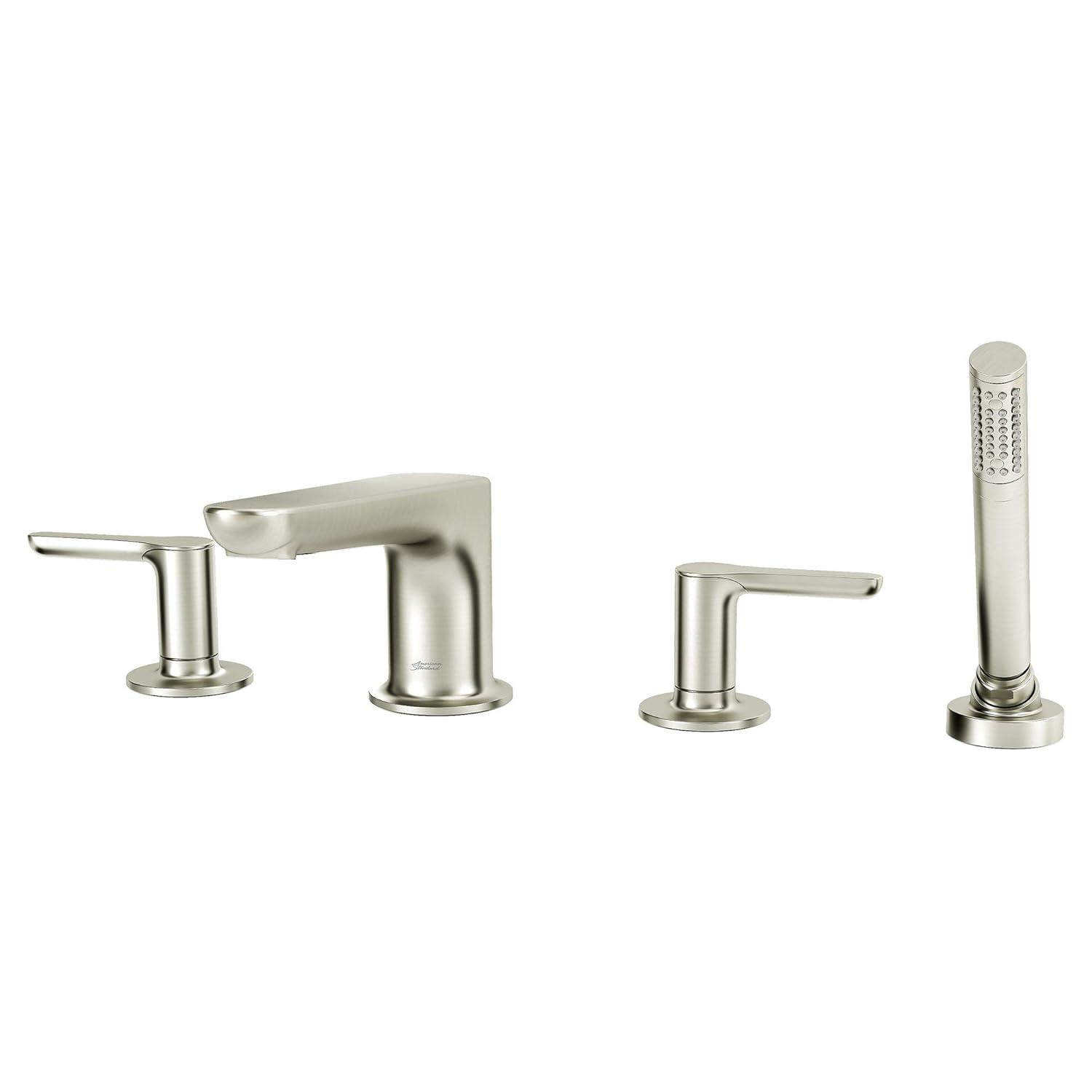 American Standard Studio S 2-Handle Deck-Mount Roman Tub Faucet for Flash Rough-in Valve with Hand Shower in Brushed Nickel