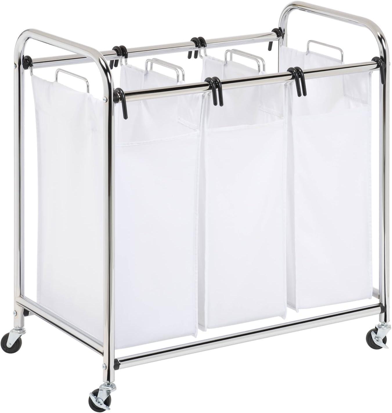 Honey-Can-Do White 3 Bag Steel Heavy-Duty Laundry Sorter