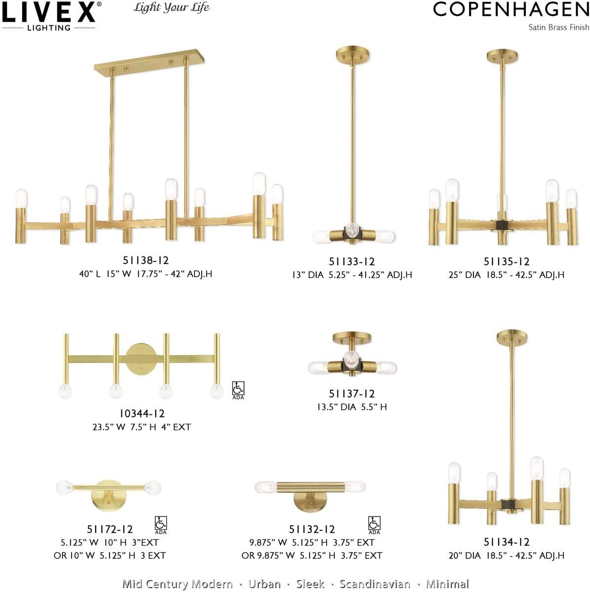 Livex Lighting Copenhagen 5 - Light Chandelier in  Satin Brass