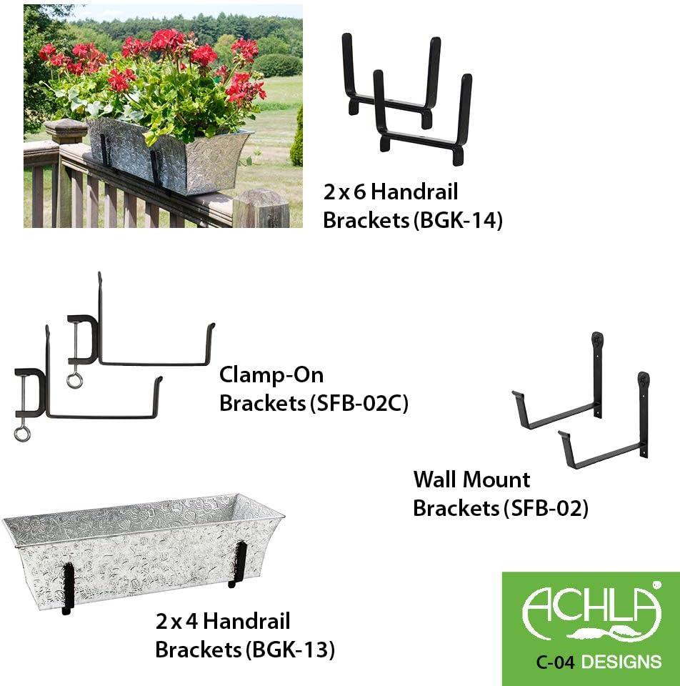 Rectangular Embossed Floral Pattern Planter Box - ACHLA Designs: Galvanized Steel, Drain Holes, Wall-Mountable