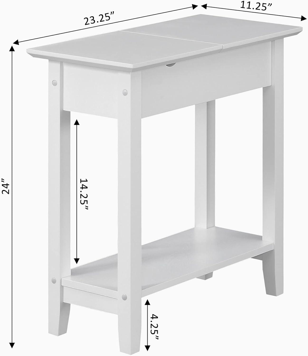 Convenience Concepts American Heritage Flip Top End Table with Charging Station and Shelf, White