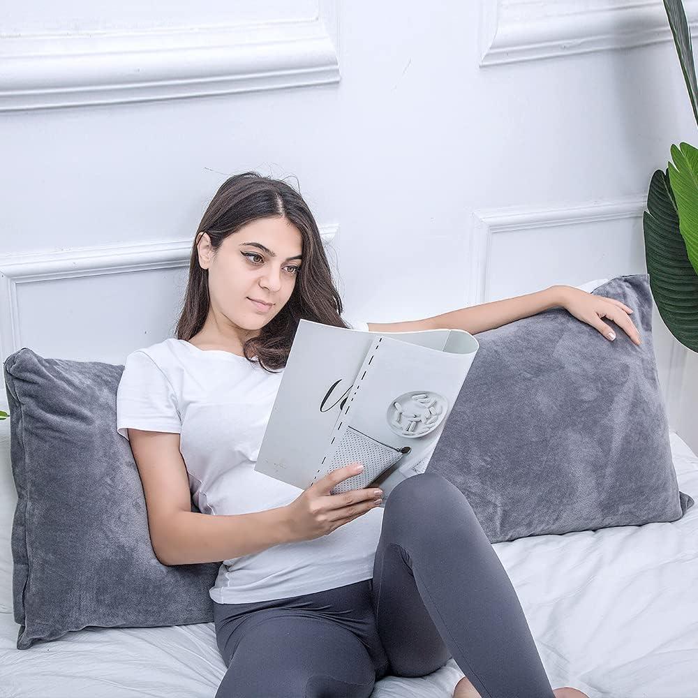 Full Body Pillow for Adults, Long Sleeping, Big Pillows Bed, Firm Large with Velvet Cover, 20x54 Inches (Dark Grey)