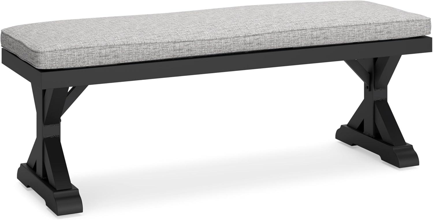 Signature Design by Ashley Beachcroft Outdoor Bench with Cushion, Black & Light Gray