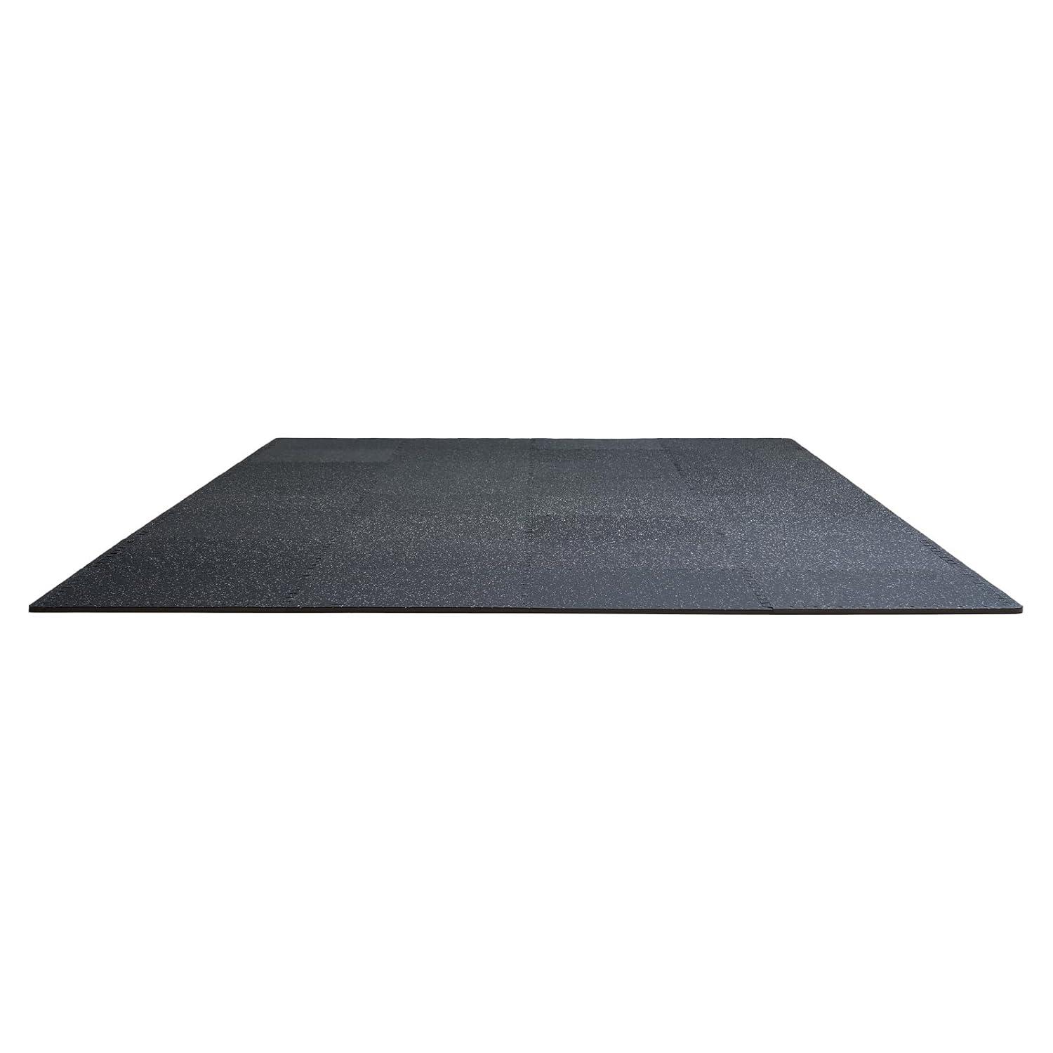 VEVOR 0.56 Inch Thick Gym Floor Mats, 25 Tiles Rubber Top with EVA Foam, 24" x 24" Gym Flooring Workout Mats with 100sq.ft Coverage, Interlocking Puzzle Gym Mats for Gym, Home, Garage, Black & White