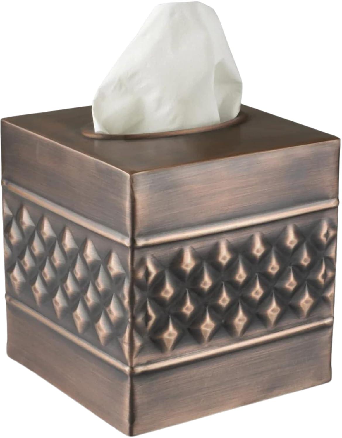 Monarch Abode Geometric Embossed Metal Tissue Box Cover