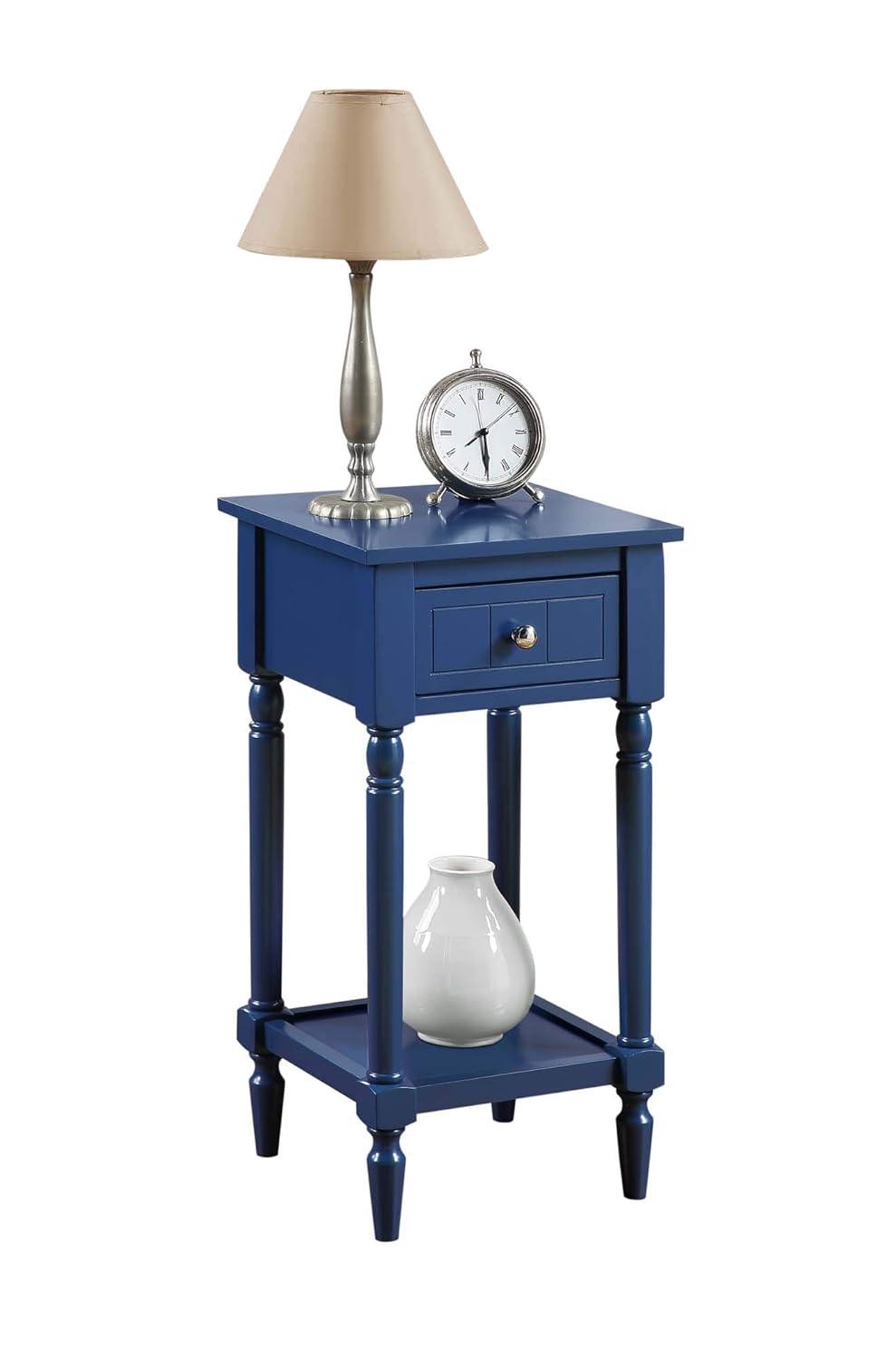 Convenience Concepts French Country Khloe 1 Drawer Accent Table with Shelf, Cobalt Blue