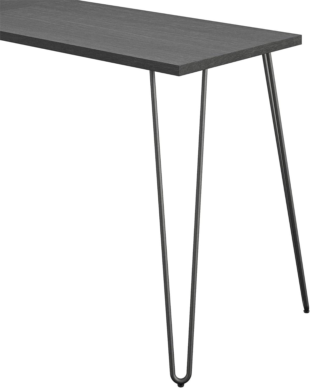 Haven 55'' Black Oak Corner Computer Desk with Metal Frame