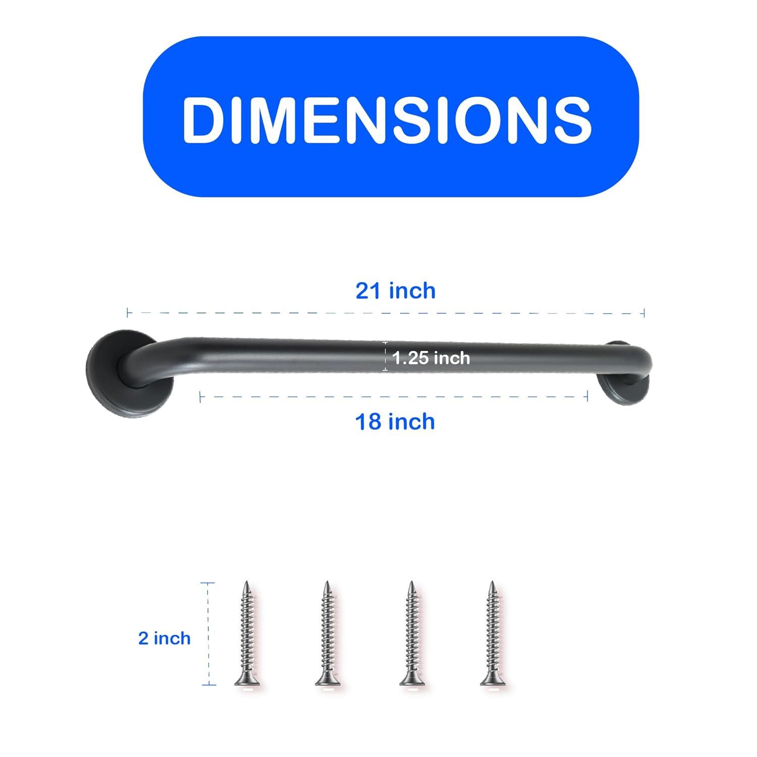 18” Shower Handle Smooth Grip | 304 Stainless Steel Bathroom Grab Bars For Seniors | Handicap Grab Bars Oil Rubbed Bronze | ADA Shower Bars Safety For Elderly | Grab Bars For Bathtubs And Showers