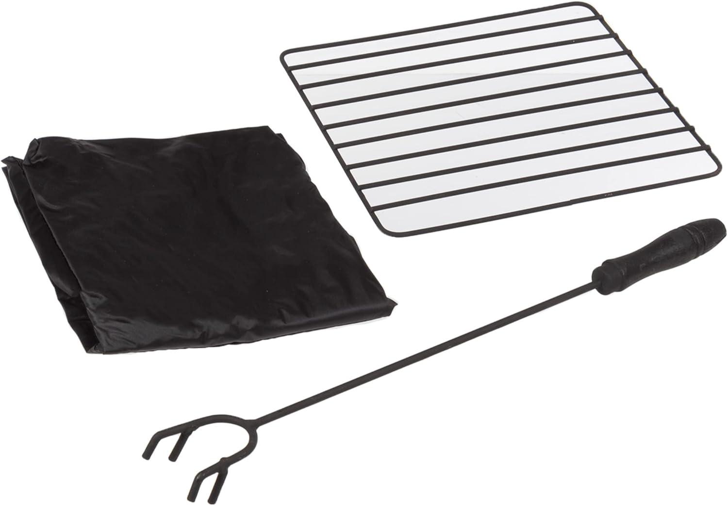 Pure Garden 32-Inch Outdoor Fire Pit with Screen, Cover, and Poker (Black)