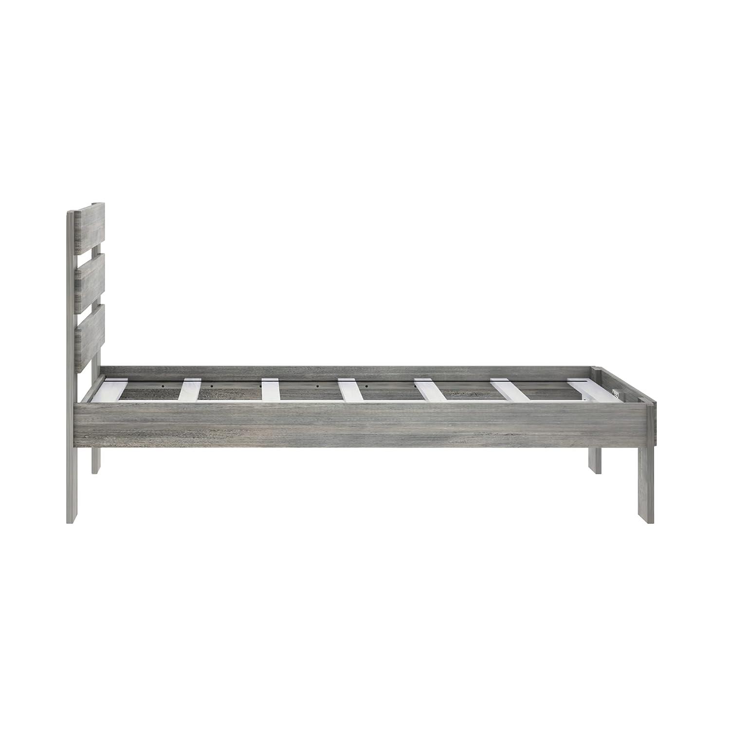 Plank+Beam Farmhouse Twin Bed Frame with Plank Headboard, Solid Wood Platform Bed