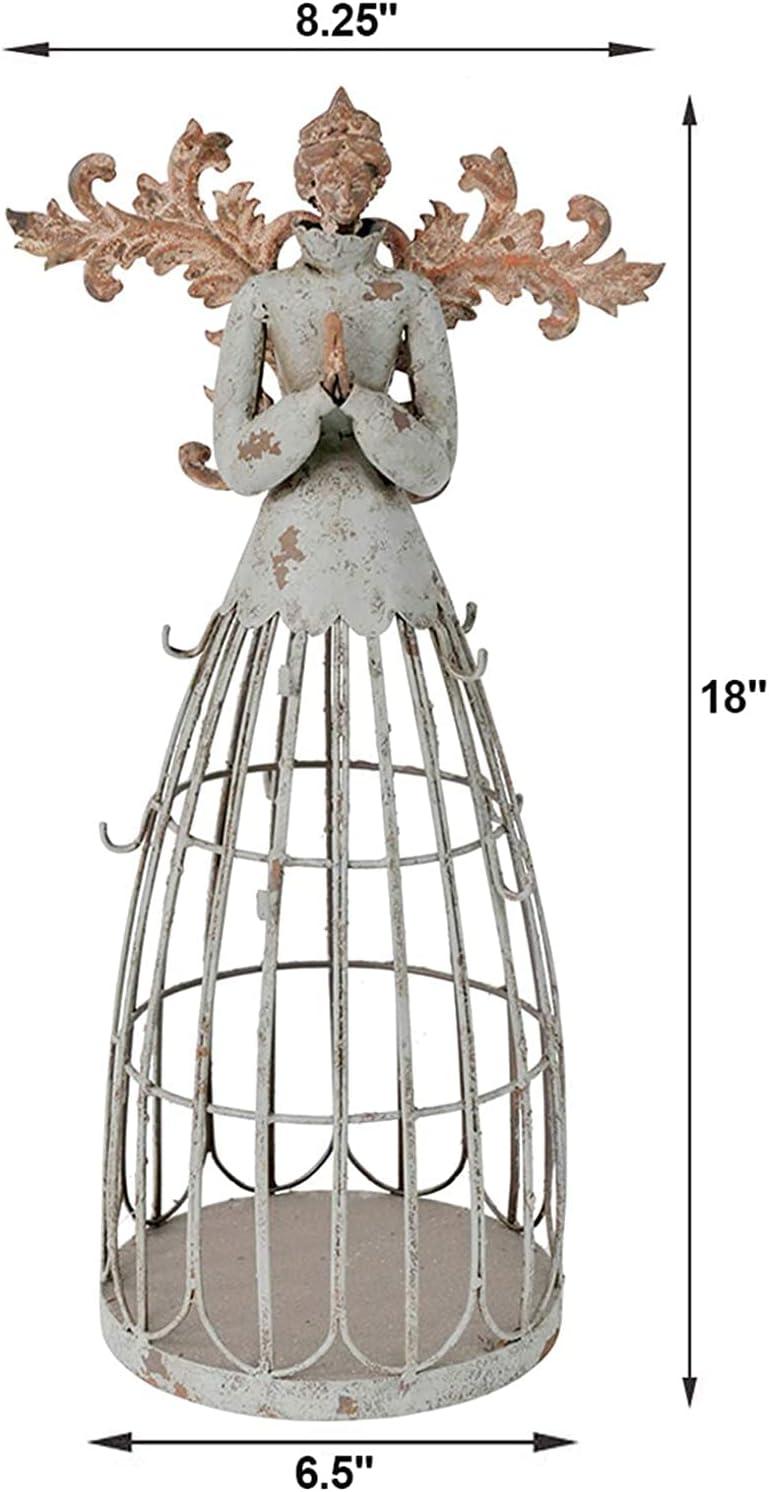 Morning View Metal Praying Angel Garden Statue Decor for Yard Art Outdoor Standing Large Angel Decorations Antique Patio Patio Lawn Holiday Christmas 18 Inches Tall