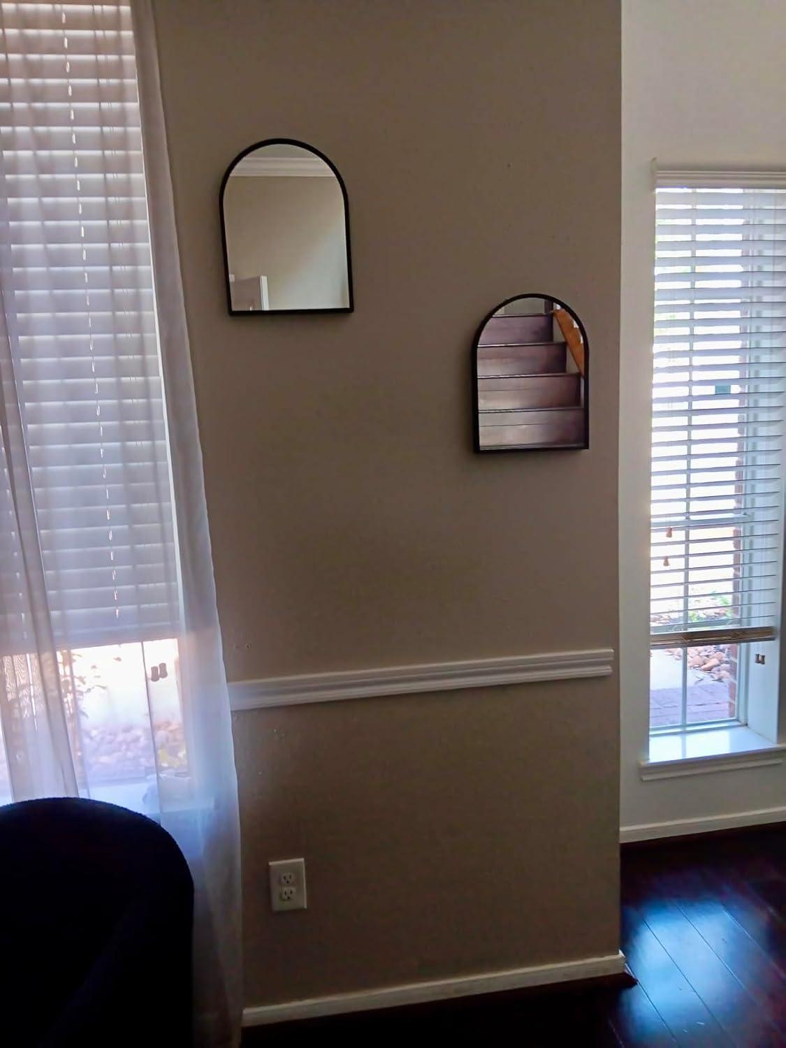 10X13 Inch Black Small Arched Mirror For Bathroom Vanity Mirror Or Wall Decor Arch Mirror Brushed Metal Frame Wall Mounted Mirror For Bathroom Livingroom Bedroom Entryway