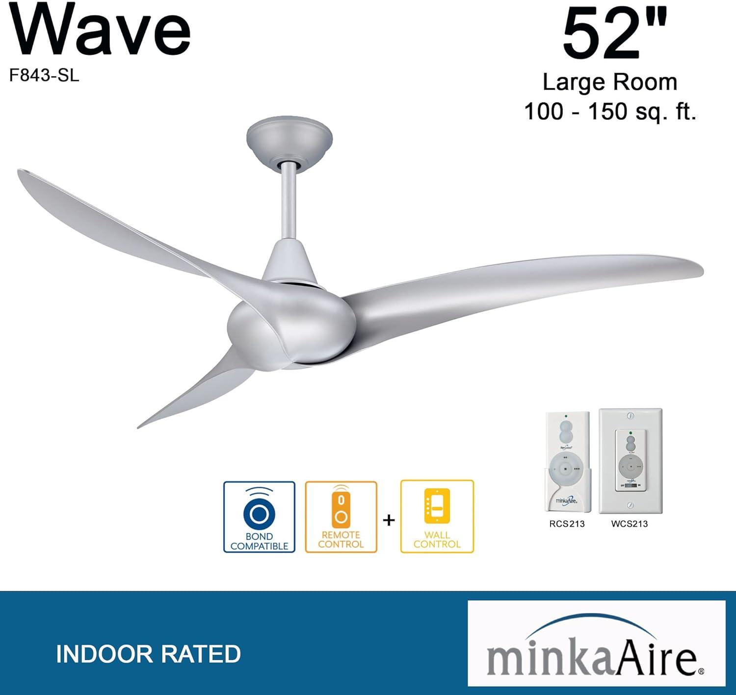 52" Wave 3 - Blade LED Propeller Ceiling Fan with Remote Control and Light Kit Included
