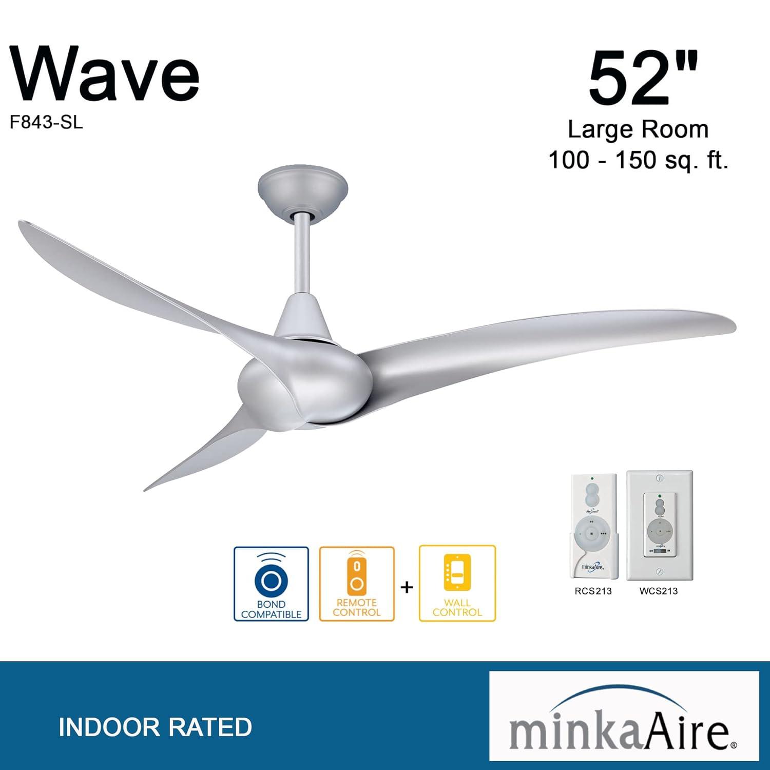 52" Wave 3 - Blade LED Propeller Ceiling Fan with Remote Control and Light Kit Included