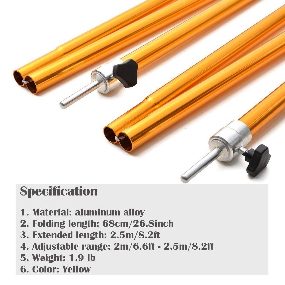 Odoland Adjustable Telescoping Aluminum Tarp and Tent Poles Set of 2 - Collapsible Lightweight for Camping, Backpacking, Hammocks, Sun Shade Shelters, and Awnings