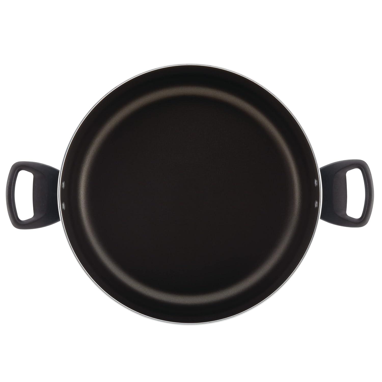 Farberware 10.5qt Aluminum Nonstick Covered Stockpot Black: Dishwasher-Safe, Electric & Gas Compatible Cooking Pot