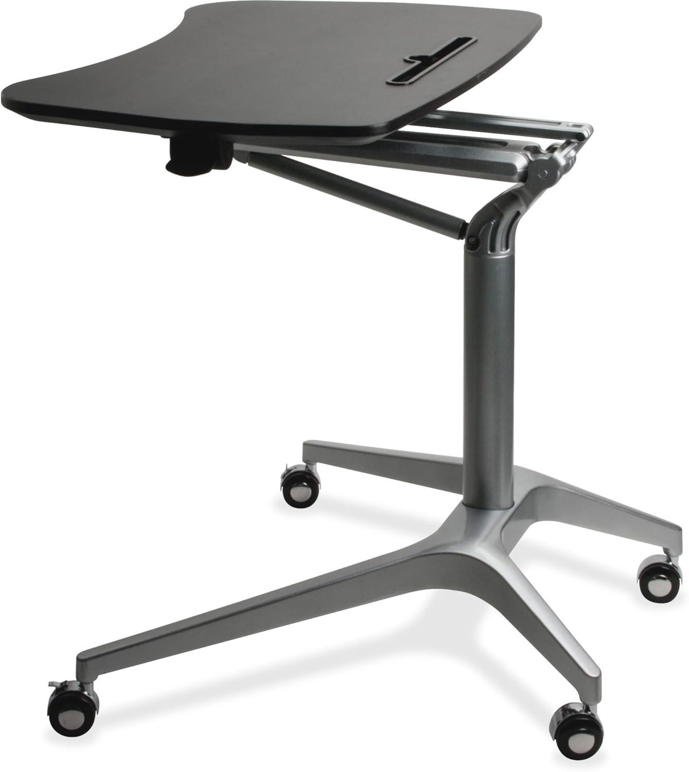 Lorell Black Laminate Top Mobile Laptop Caddy Black Rectangle Top - Powder Coated Base - 28.25" Table Top Width x 18.75" Table Top Depth - 41" Height - Assembly Required