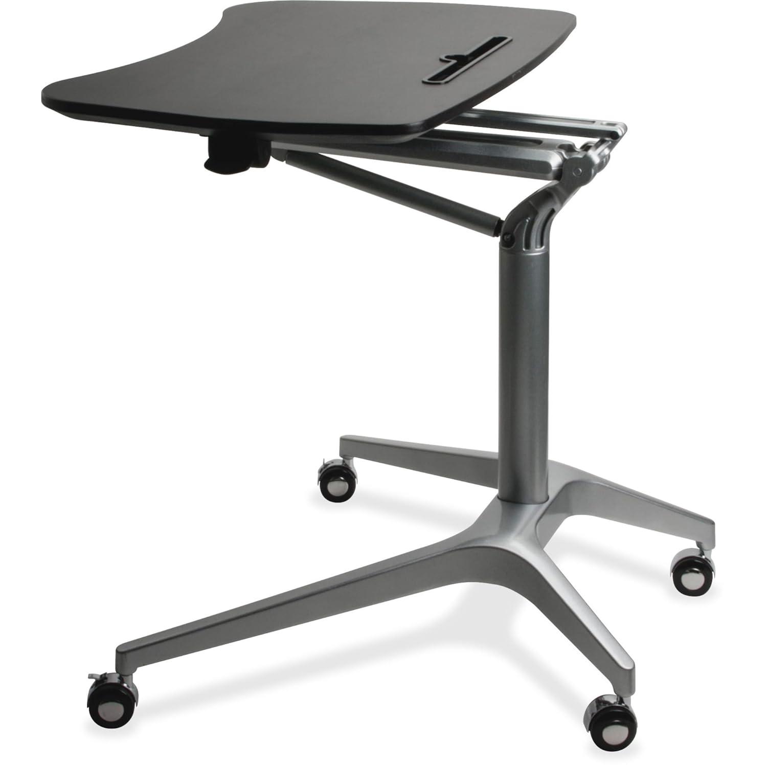Lorell Black Laminate Top Mobile Laptop Caddy Black Rectangle Top - Powder Coated Base - 28.25" Table Top Width x 18.75" Table Top Depth - 41" Height - Assembly Required