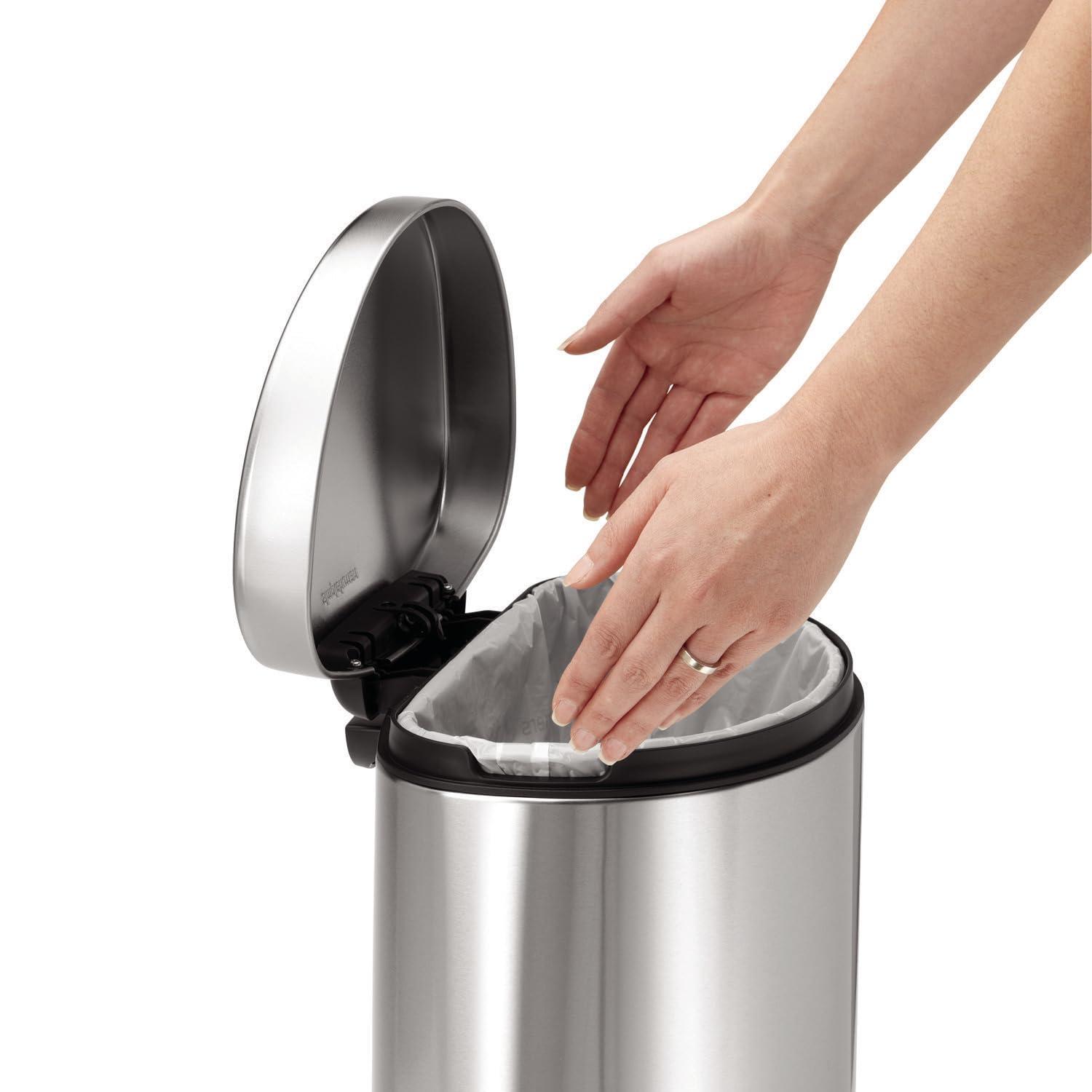 simplehuman 10L Semi-Round Step Trash Can Stainless Steel