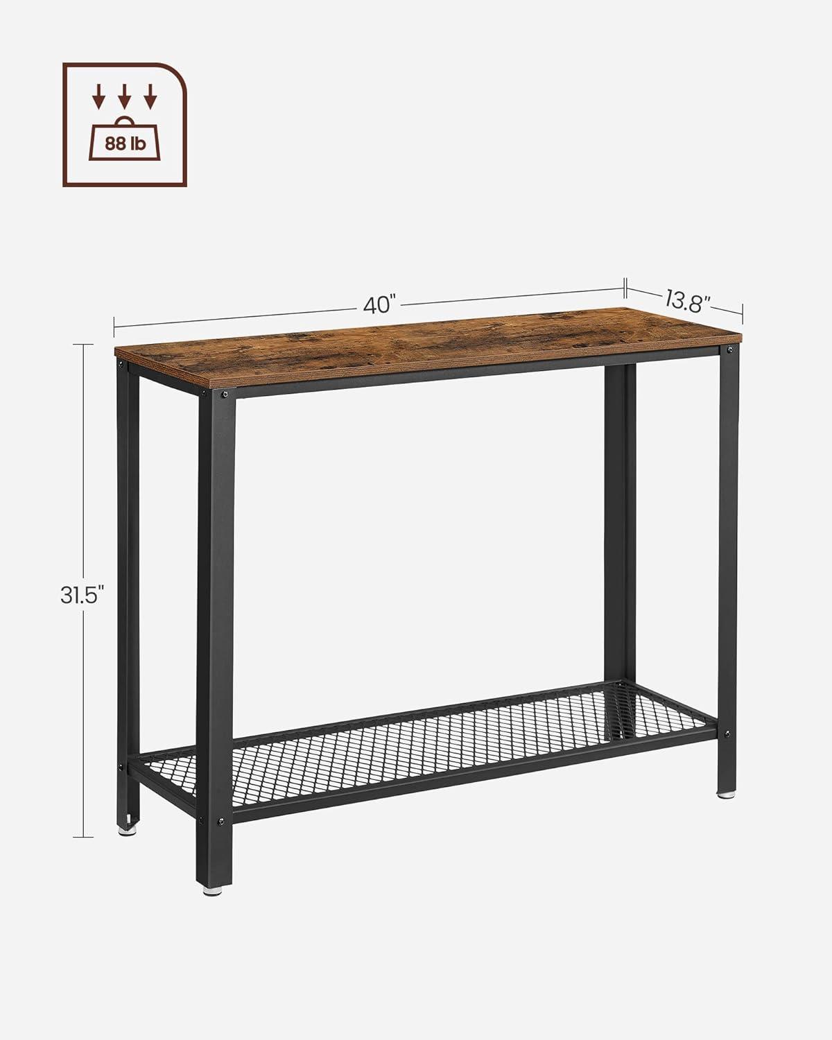 Vasagle Console Table Metal Frame for Entryway Living Room, Rustic Brown"