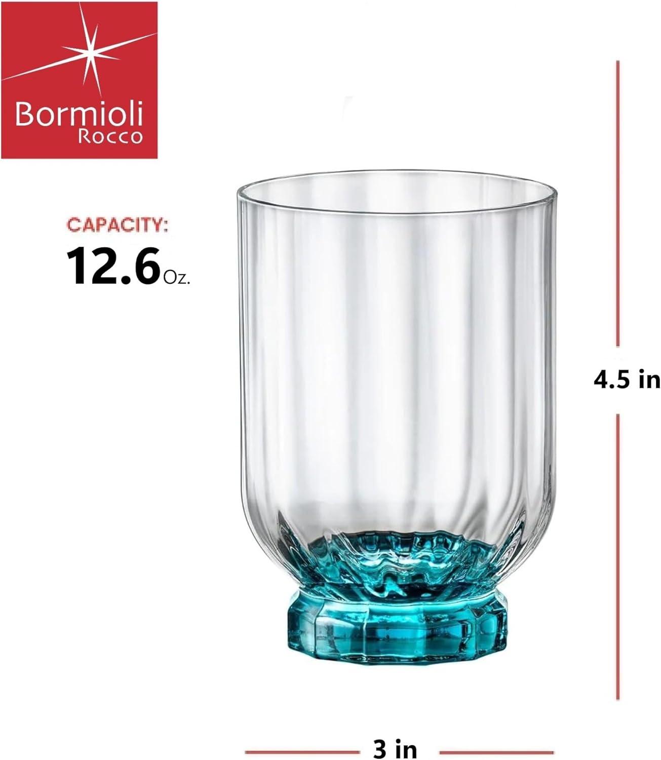 Lucent Blue Glass Double Old Fashioned Tumblers, Set of 4