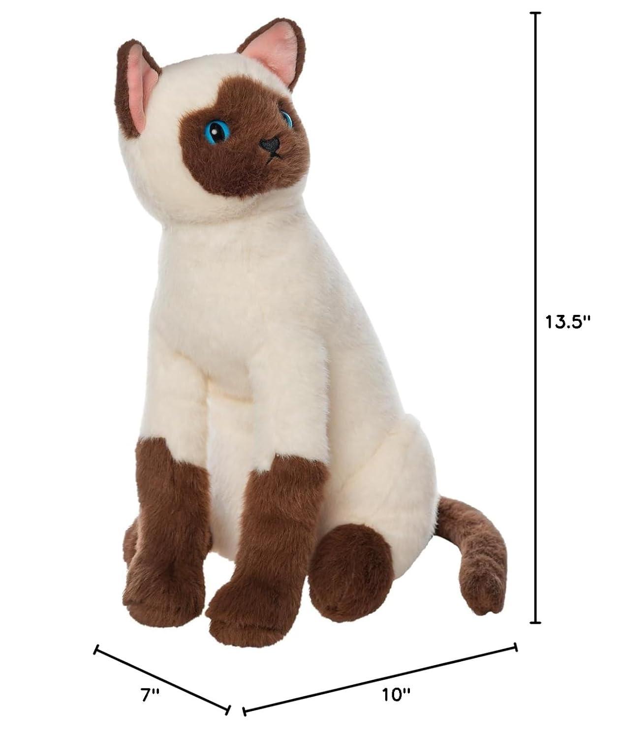 Cream and Brown Plush Siamese Cat Stuffed Animal Companion