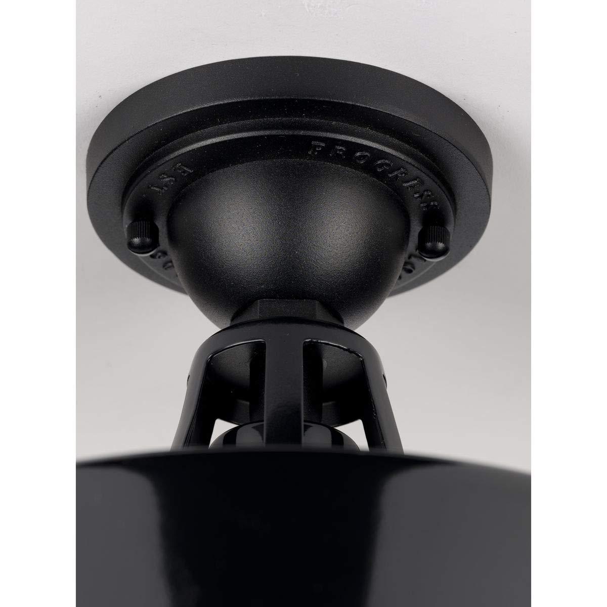 Progress Lighting Cedar Springs 1-Light Ceiling Light, Black, White Shade